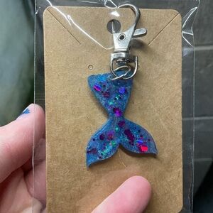 Blue Glitter Mermaid Tail Keychain